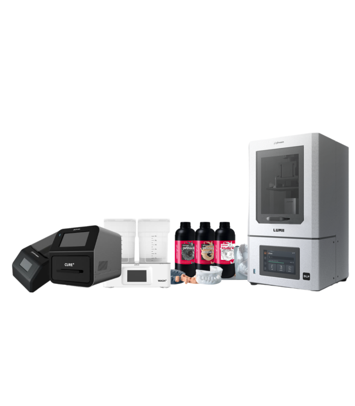 Full Solution: Lumii Printer + Wash + Mixer & ResinStudy Model, Water Washable, Orthomodel